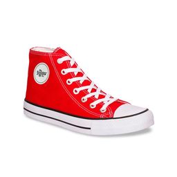 The Lifestyle Co. Women Red Comfort Insole Canvas High-Top Lace-Up Sneakers-22