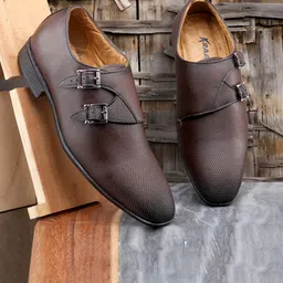 KRAASA Men Textured Formal Monk Shoes-picture-4
