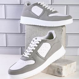 The Roadster Lifestyle Co. Men Grey Round Toe Perforations Lightweight Sneakers-image-57