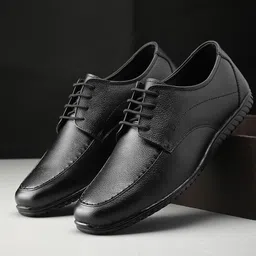 Fentacia Men Textured Leather Formal Derbys-image-1