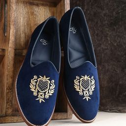 House of Pataudi Men Embroidered Comfort Insole Basics Mojaris-image-24