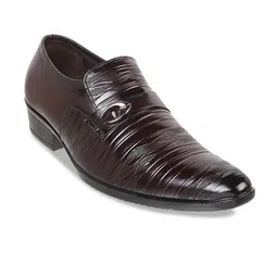 Metro Men Textured Formal Slip-On Shoes-image-61