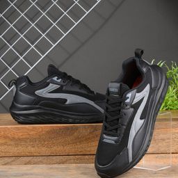 The Roadster Lifestyle Co. Men Black Textured Comfort Insole Lace-Up Sneakers-image-14