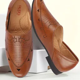 FAUSTO Men Perforated Laser Cut Lightweight Mojaris-image-47