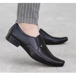 aadi Men Black Solid Formal Slip-On Shoes-image-69