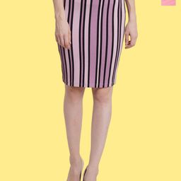 Popwings Pack Of 2 Striped Knee Length Pencil Skirt-image-98