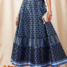 Shae by SASSAFRAS Women Deep Navy Blue Floral Skirt-25