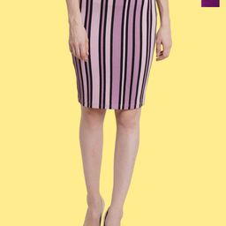 Popwings Pack Of 2 Striped Knee Length Pencil Skirts-image-92