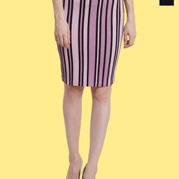 Popwings Pack Of 2 Striped Knee Length Pencil Skirts-image-94