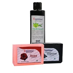 Deyomkar 3 Pcs Herbal Amla Brinjraj Oil with Rose & Charcoal  Soap-7