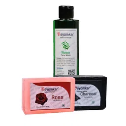 Deyomkar Set of 3 Herbal Neem Face Wash with Rose Soap And Charcoal Soap image 1