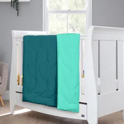 Clasiko Unisex Kids Teal & Sea Green Solid 210 GSM Single Bed Reversible Comforter-3
