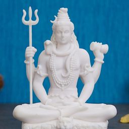 eCraftIndia White Solid Lord Shiva with Trishul Statue Showpiece-image-27