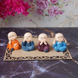 FASHIYANOO Set of 4 Assorted Handcrafted Small Monk Buddha Idol Statue Showpiece-19