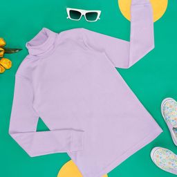 Pantaloons Junior Girls Ribbed Turtle Neck Cotton Thermal Tops-image-88
