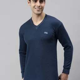 Lux Cottswool Men Blue Solid Cotton Thermal Tops-image-98