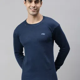 Lux Cottswool Men Blue Solid Cotton Thermal Tops-image-2