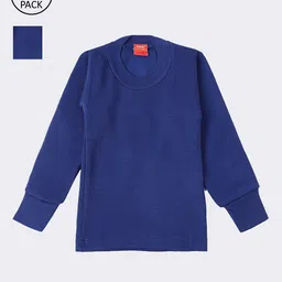 Lux Cottswool Boys Set Of 2 Blue Solid Cotton Thermal Tops-13