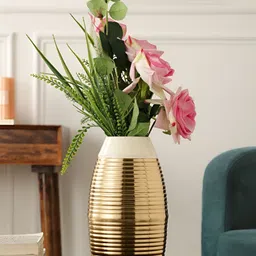 Decor de Maison Regal Gold Toned Metal Banded Enamel Flower Vase-image-33