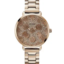 GUESS Women Textured Dial & Stainless Steel Bracelet Style Straps Analogue  Watch GW0670L4-image-37