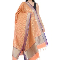 Exotic India Floral Woven Designed Silk Dupatta with Zari-picture-40