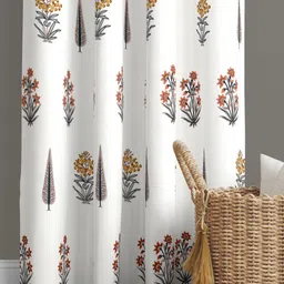 JAIPUR FABRIC Brown & White Floral Printed Window Curtain-image-95