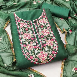 KALINI Floral Embroidered Sequinned Organza Unstitched Dress Material-image-57