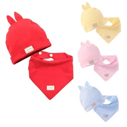 SYGA Infant Kids Yellow Solid Bib With Cap-picture-37