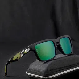 OKNO Unisex Printed Rectangle Sunglasses with Polarised Lens OKCRV4SC1EL1124-56