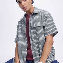 Kook N Keech Streetwise Stitch Striped Oversized Pocket Relaxed Shirt-image-42
