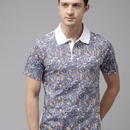Kryptic Ethnic Motifs Printed Polo Collar Pure Cotton Regular Fit T-shirt-image-94