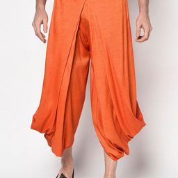 DEYANN Orange Silk Dhoti Pants-image-24