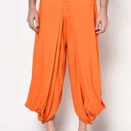 DEYANN Men Orange Solid Viscose Rayon Patiala-image-1