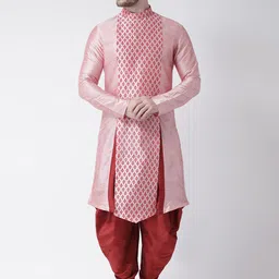 DEYANN Men Pink & Red Printed Kurta with Patiala-6
