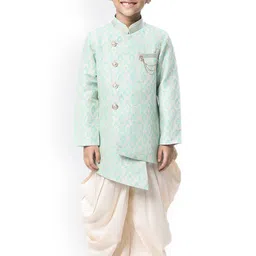 Manyavar Boys Ethnic Motifs Woven Design Kurta With Patiala-image-79