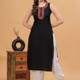 NYPA Floral Yoke Design Round Neck Sleeveless Regular Gotta Patti Kurta With Salwar-picture-57