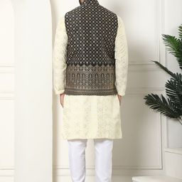 SOJANYA Printed Regular Pure Cotton Kurta with Churidar & Nehru Jacket image 5