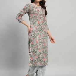 ASHRU Floral Printed Regular Mirror Work Kurta With Patiala & Dupatta image 5