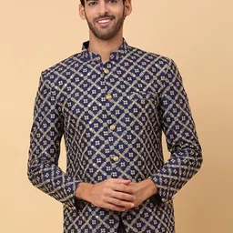 KRAFT INDIA Self Design Mandarin Collar Blazers-picture-24