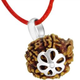 iris gems Ganesh rudraksha 7 Mukhi with lab certificate for men & women saath mukhi rudraksha ganesh सात मुखी गणेश रुद्राक्ष ७ मुखी गणेश natural brown nepal rudraksha with silver capping for pendant image 2