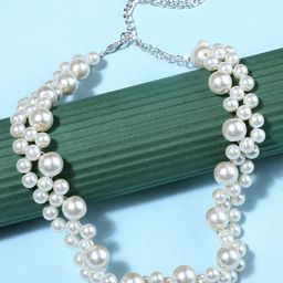 Zaveri Pearls Silver-Plated & White Contemporary Pearls Necklace-28