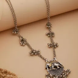 Aadvik Designs Silver-Plated Oxidised Necklace-image-2