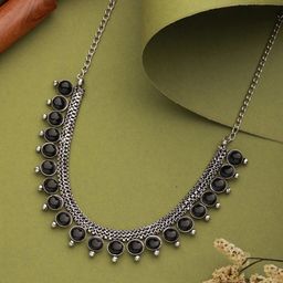 Jazz and Sizzle Silver-Plated Qxidised Necklace-picture-25