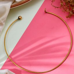 Sanjog Brass Gold-Plated Hasli Choker Statement Oxidised Necklace-image-44