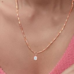 MINUTIAE Brass Rose Gold-Plated Stones Studded Necklace-16