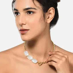Zaveri Pearls Gold-Plated & White Pearl Necklace-29