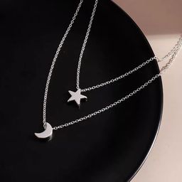 Jewels Galaxy Silver-Plated Star-Moon Layered Necklace-image-59