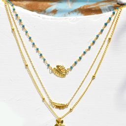 Voylla Gold-Plated Tropical Flora Multi-Layered Necklace-image-30