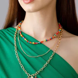 Rubans Voguish Gold-Toned & Red Gold-Plated Handcrafted Necklace-picture-46
