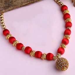 AKSHARA Girls Gold-Plated Silk Thread Necklace-image-55